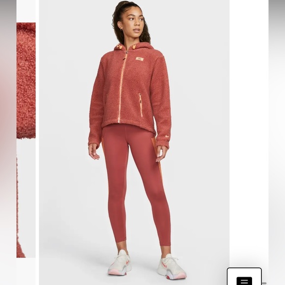 Nike Therma-Fit Faux Fur Full Zip Light Pink Hoodie Jacket 1X - Picture 5 of 7